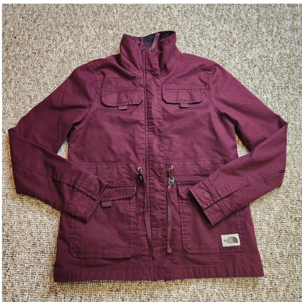 The North Face Burgundy Utility Field Jacket Women's Small Cotton Blend Flannel‎